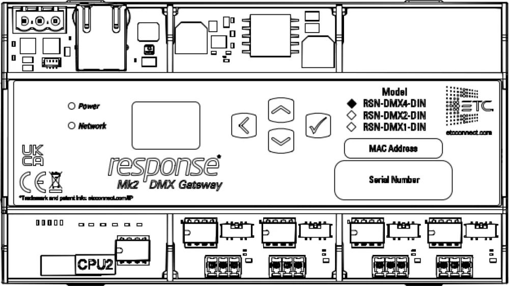 Response Mk2 Four-port DMX/RDM DIN Gateway