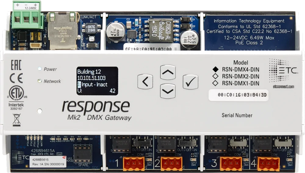 Response Mk2 Four-port DMX/RDM DIN Gateway